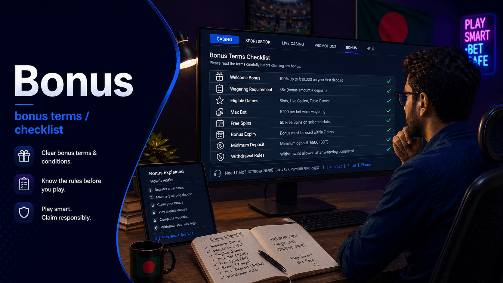 Bangladesh betting bonus terms checklist